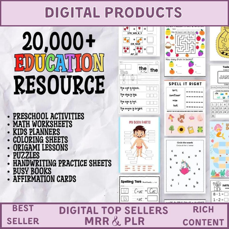 20,000+ Kids Learning Worksheets: Mega Bundle