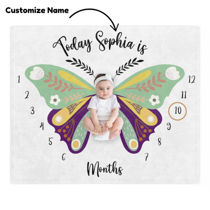 Custom Name Baby Milestone Blanket