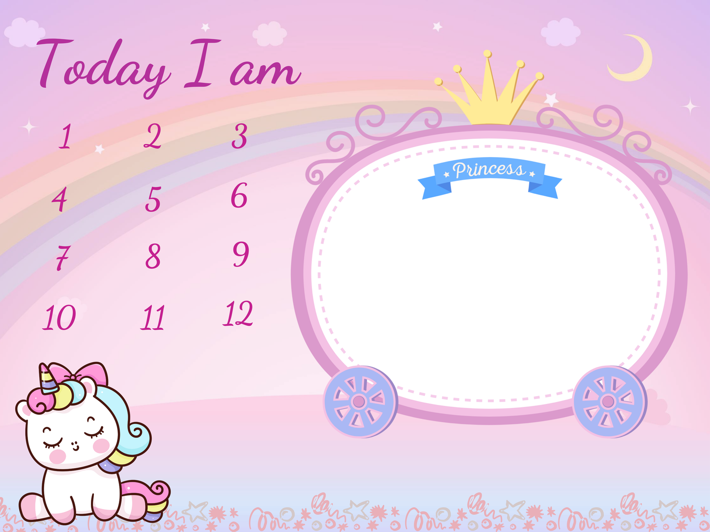 Unicorn Baby Milestone Blanket