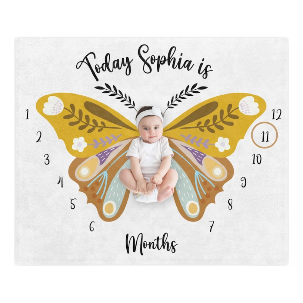 Custom Name Baby Milestone Blanket