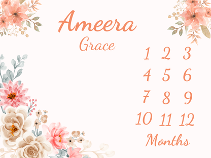 Floral Baby Milestone Blanket