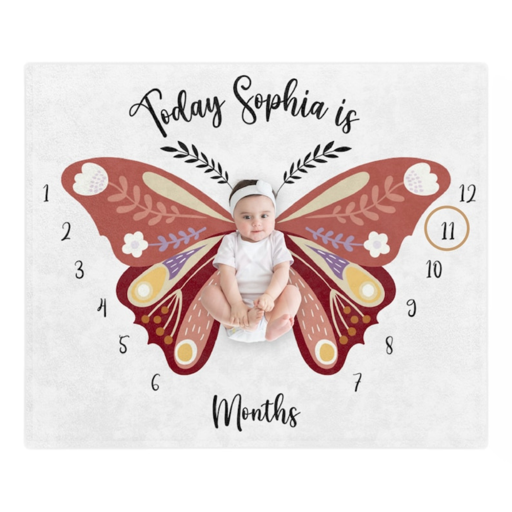 Custom Name Baby Milestone Blanket