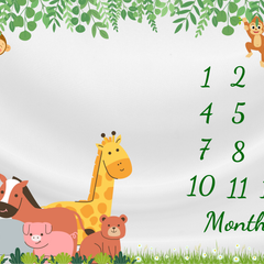 Animal Baby Milestone Blanket