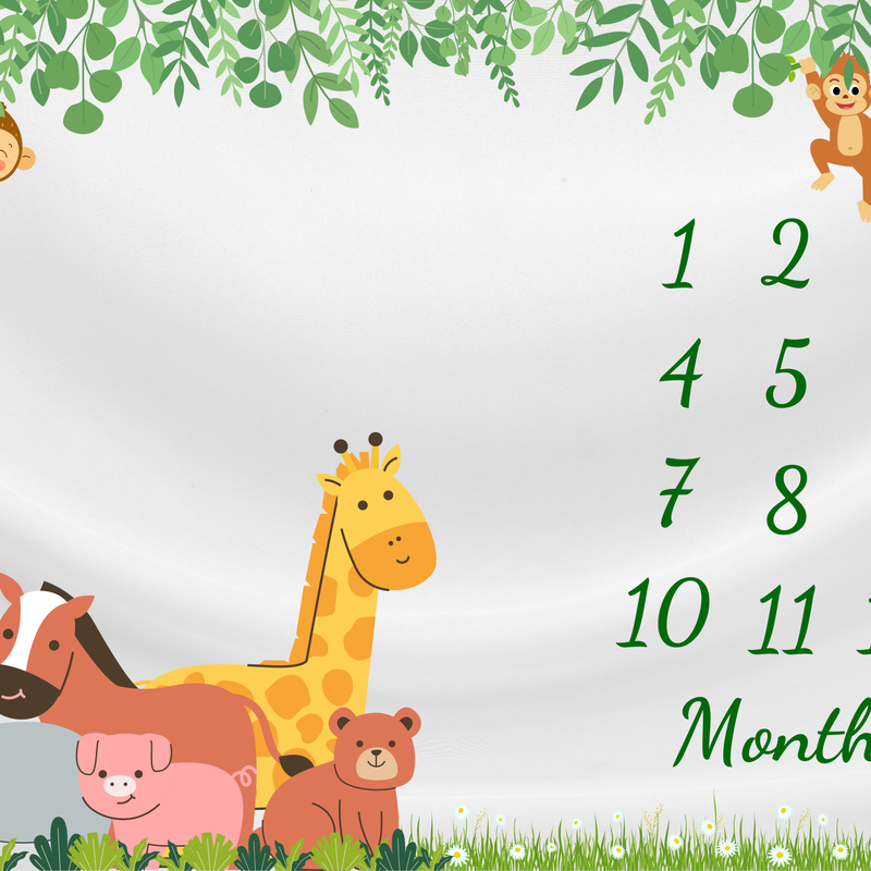 Animal Baby Milestone Blanket