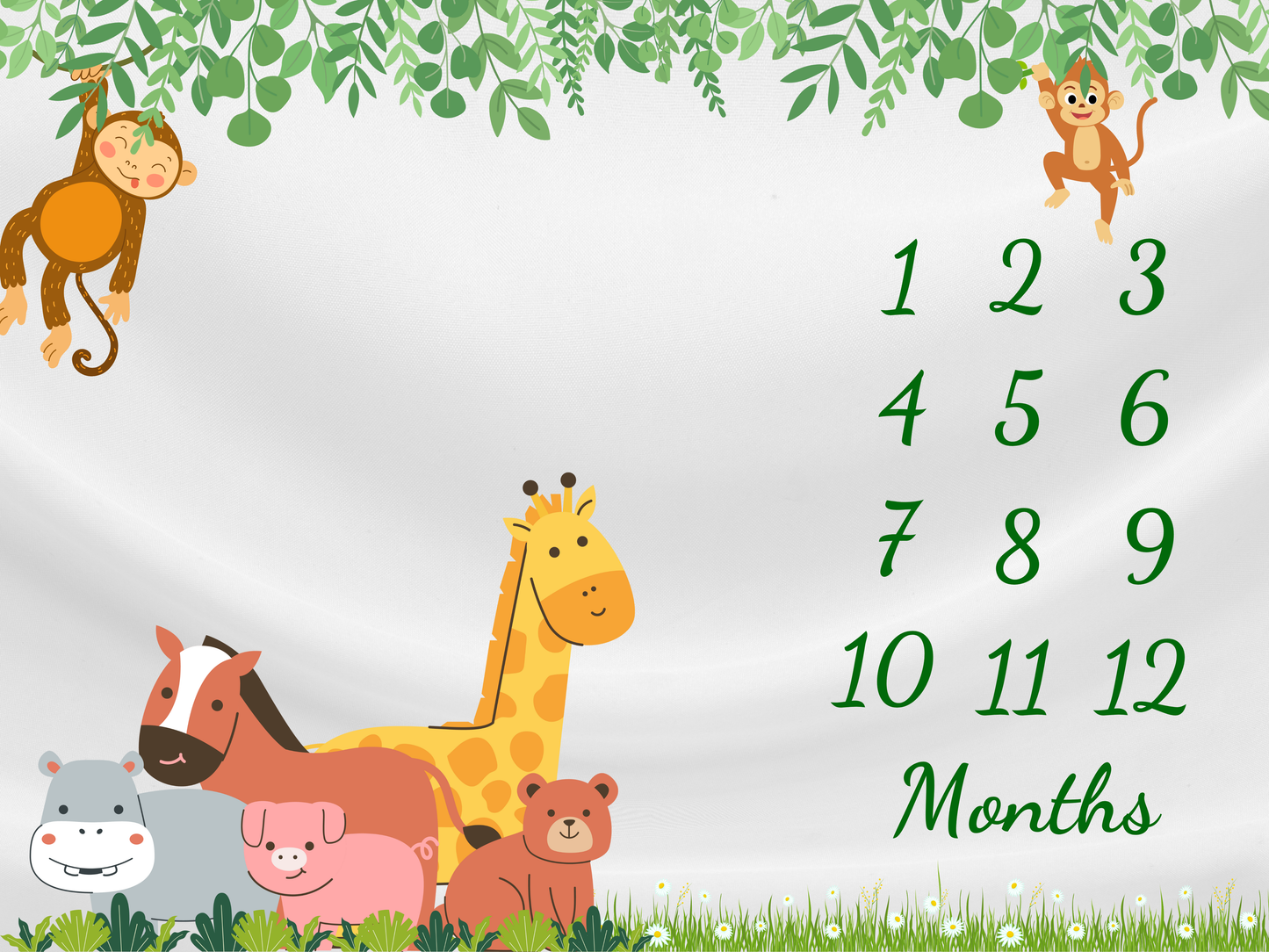Animal Baby Milestone Blanket