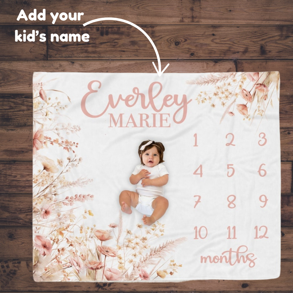 Custom Kids Name Milestone Blanket