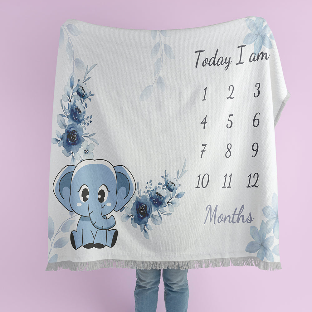 Elephant Baby Milestone Blanket