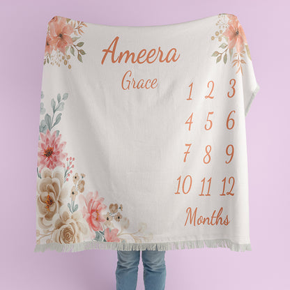 Floral Baby Milestone Blanket