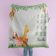 Animal Baby Milestone Blanket