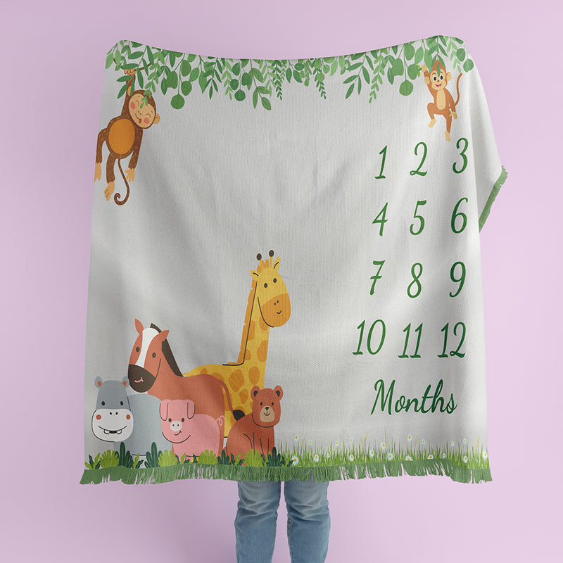 Animal Baby Milestone Blanket