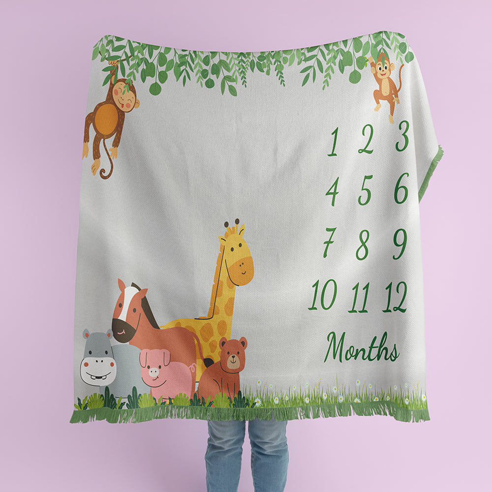 Animal Baby Milestone Blanket