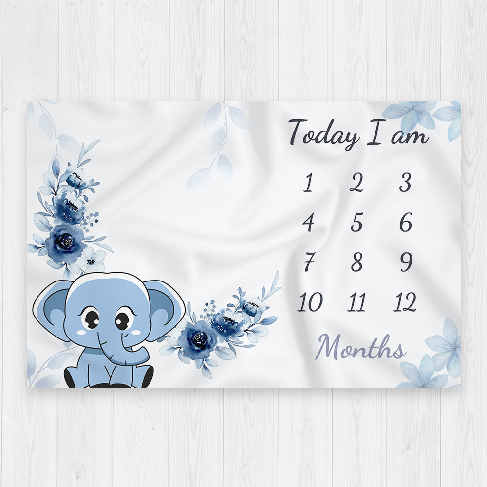 Elephant Baby Milestone Blanket