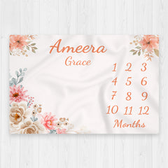 Floral Baby Milestone Blanket
