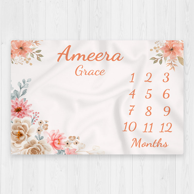 Floral Baby Milestone Blanket