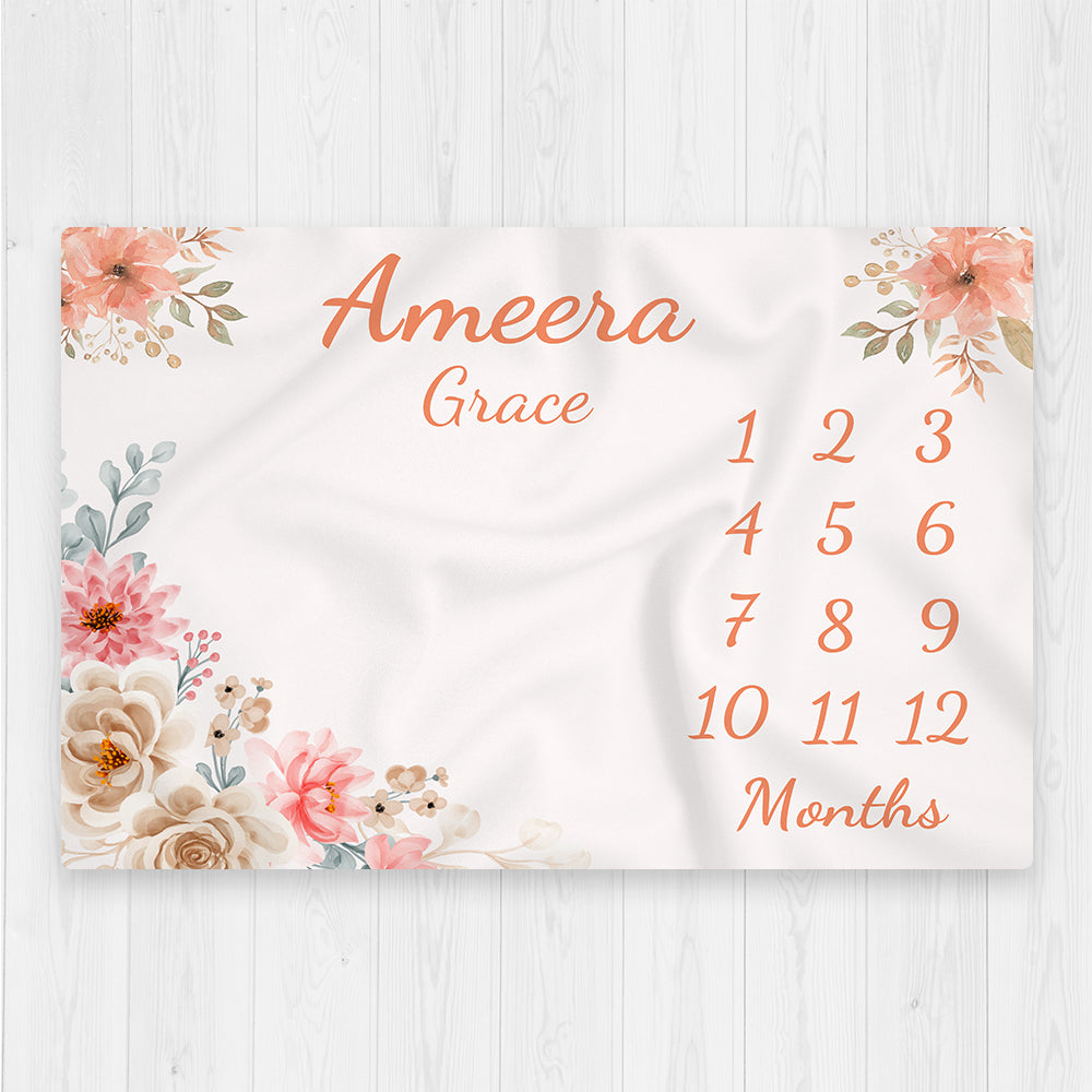 Floral Baby Milestone Blanket