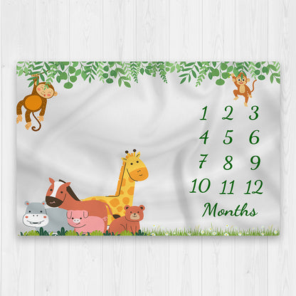 Animal Baby Milestone Blanket