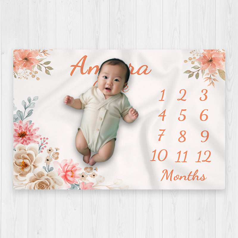 Floral Baby Milestone Blanket