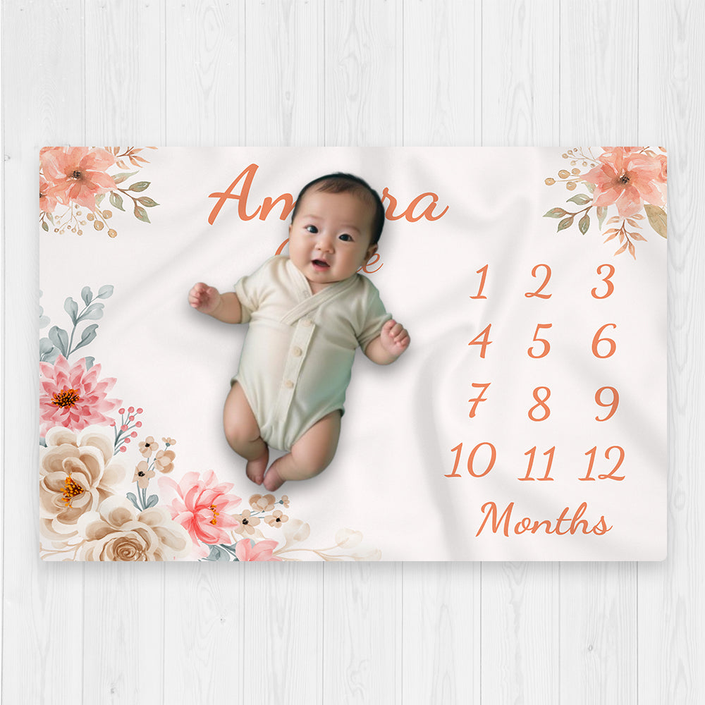 Floral Baby Milestone Blanket