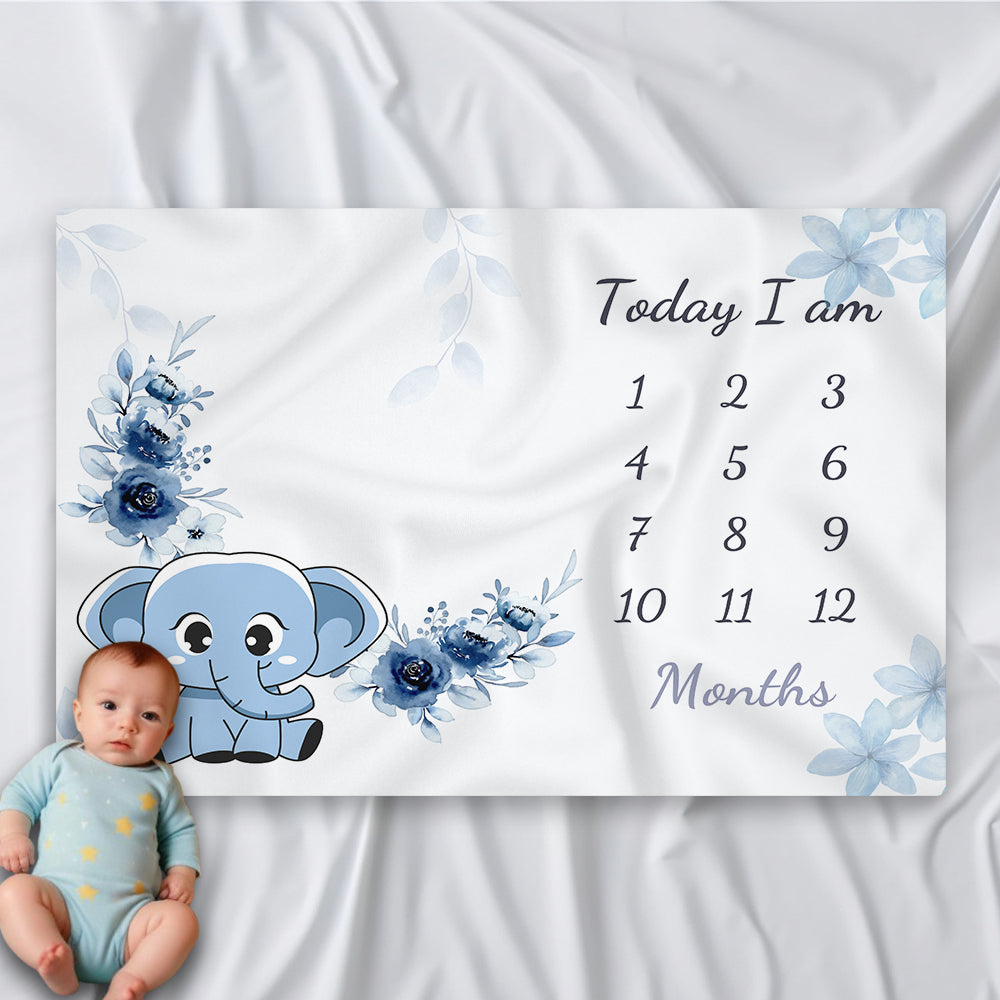 Elephant Baby Milestone Blanket