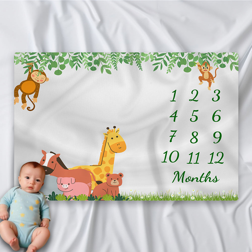 Animal Baby Milestone Blanket