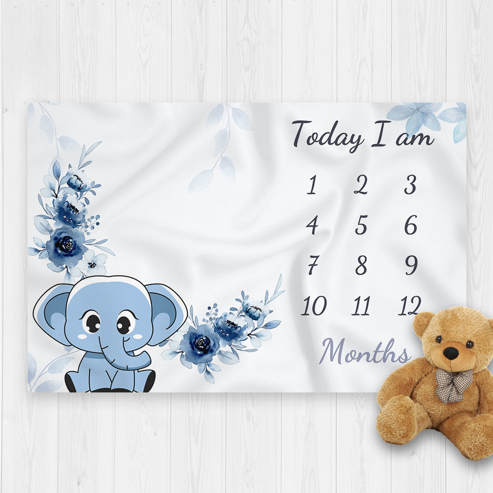 Elephant Baby Milestone Blanket