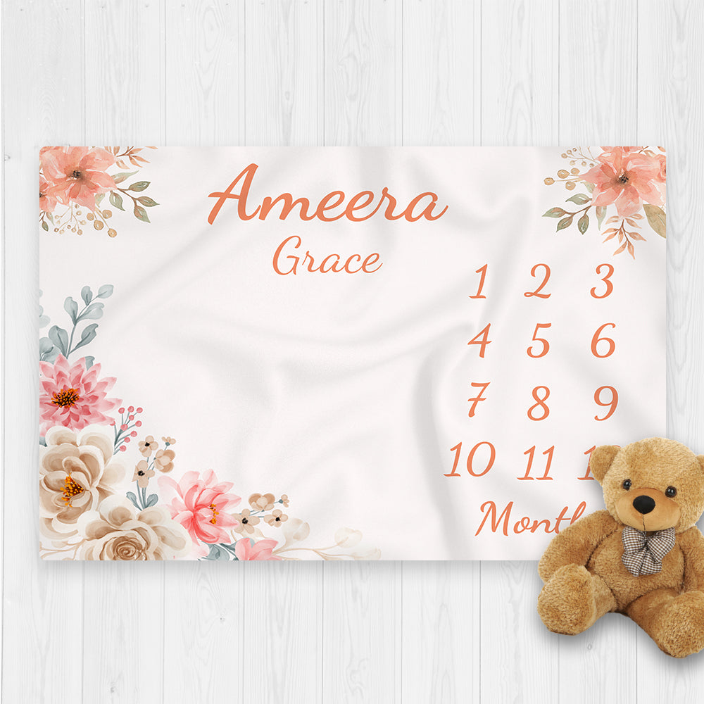 Floral Baby Milestone Blanket