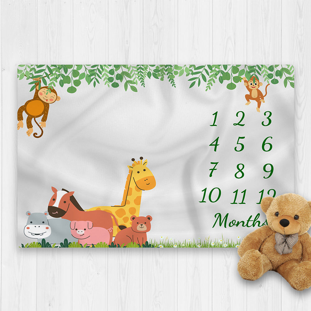 Animal Baby Milestone Blanket