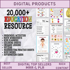 20,000+ Kids Learning Worksheets: Mega Bundle