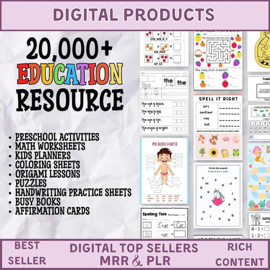20,000+ Kids Learning Worksheets: Mega Bundle